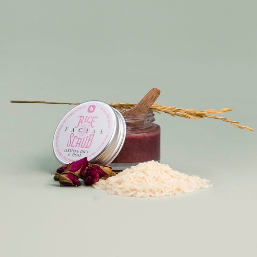 Rýžový peeling - jasmínová rýže a okvětní lístky růží